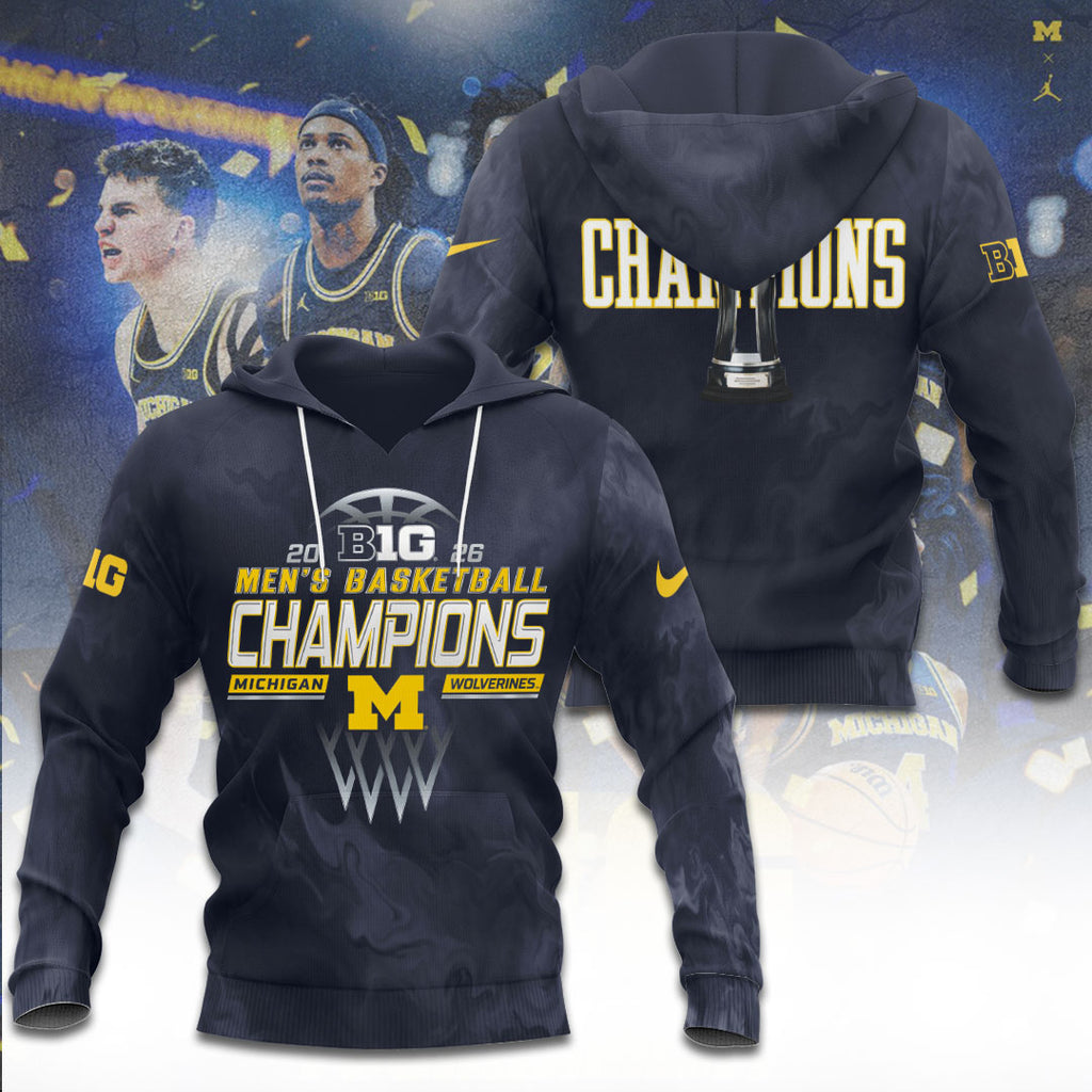 Michigan Wolverines Men's Basketball 2026 Big Ten Champions 3D Apparel – TANTN21273