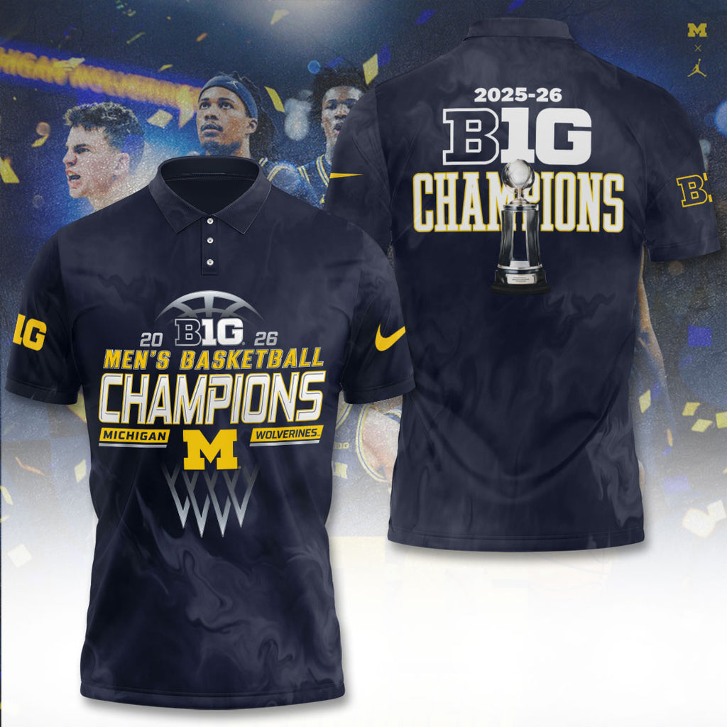 Michigan Wolverines Men's Basketball 2026 Big Ten Champions 3D Apparel – TANTN21273