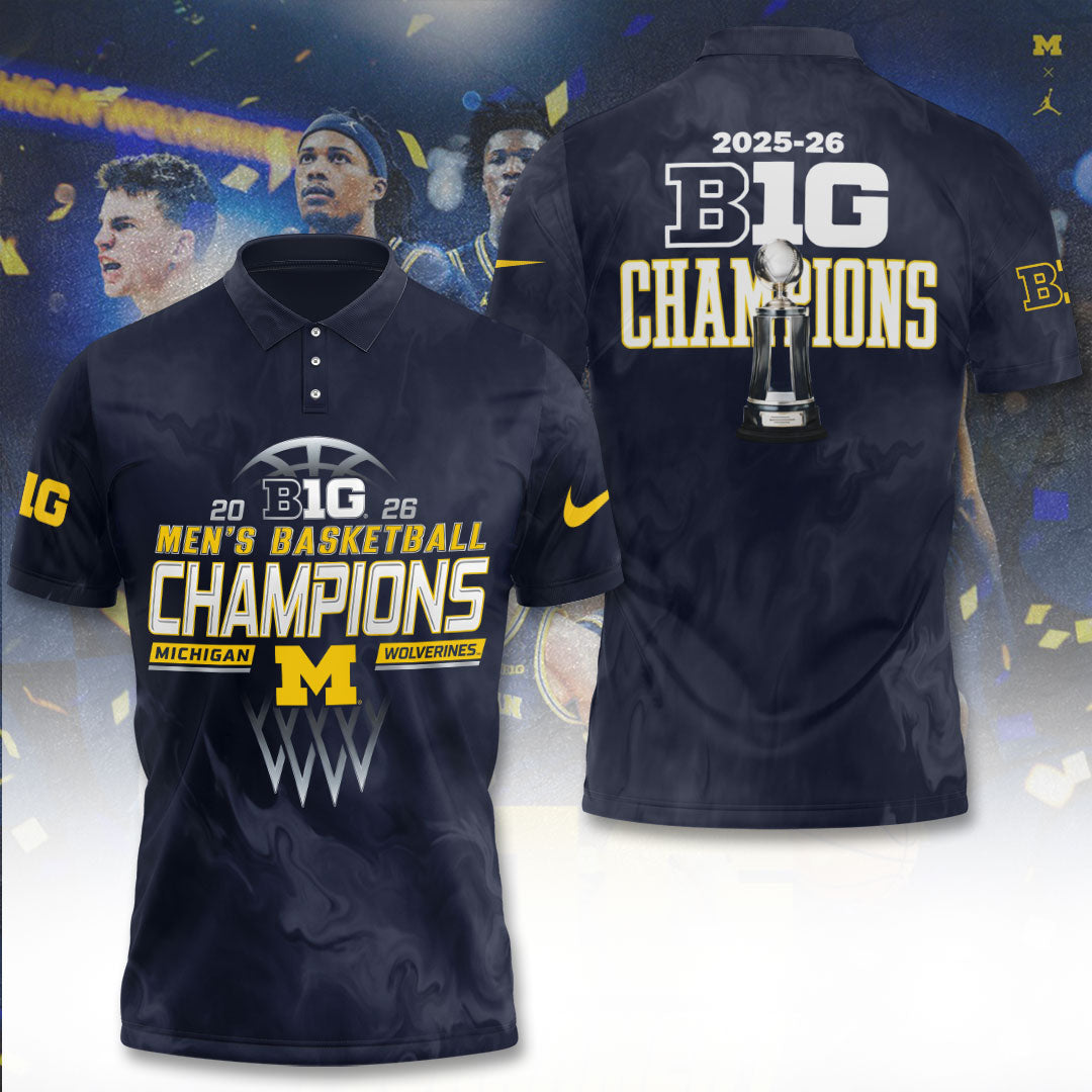 Michigan Wolverines Men's Basketball 2026 Big Ten Champions 3D Apparel – TANTN21273