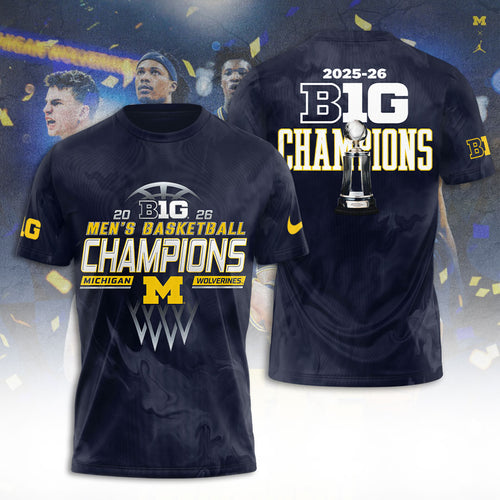 Michigan Wolverines Men's Basketball 2026 Big Ten Champions 3D Apparel – TANTN21273