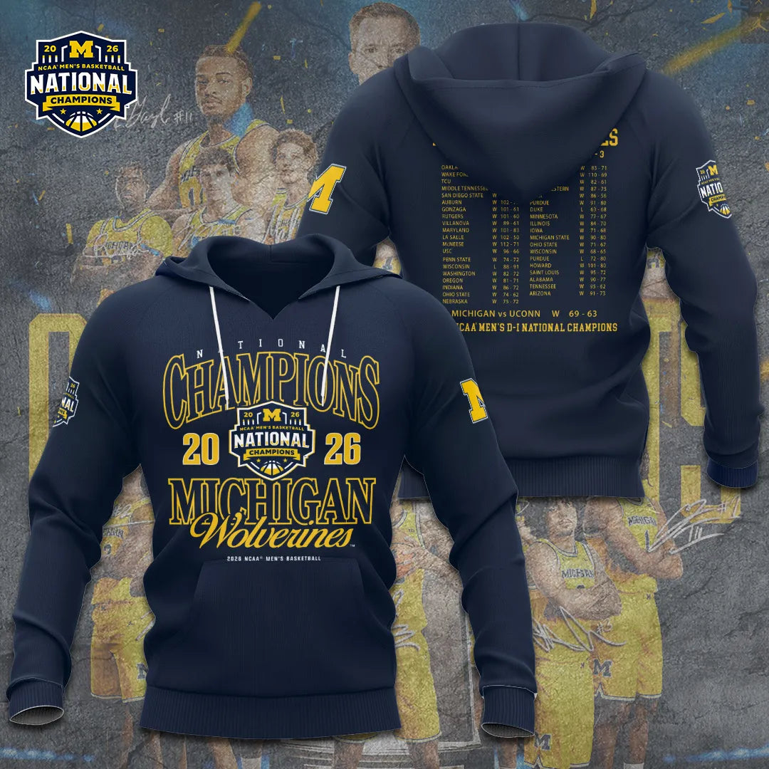 Michigan Wolverines 2026 Men's Basketball National Champions 3D Apparel – GNE5998
