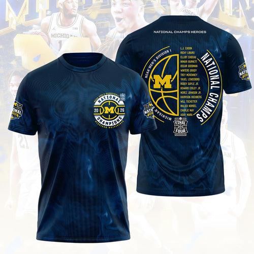 Michigan Wolverines 2026 Men's Basketball National Champions 3D Apparel – HOATT17233