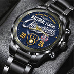 Milwaukee Brewers 2026 National League Champions Black Stainless Steel Watch – TMTHU10115