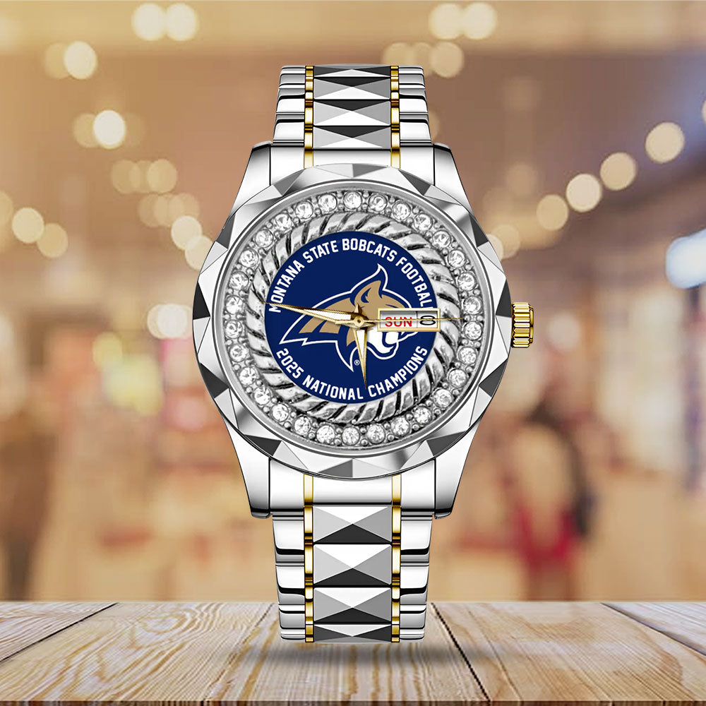 Montana State Bobcats Football 2025 National Champions Alloy Luxury Quartz Watch – MAITM14961
