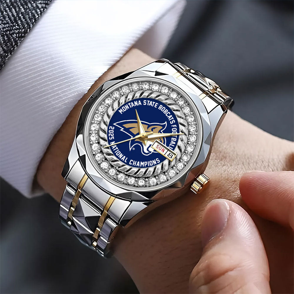 Montana State Bobcats Football 2025 National Champions Alloy Luxury Quartz Watch – MAITM14961