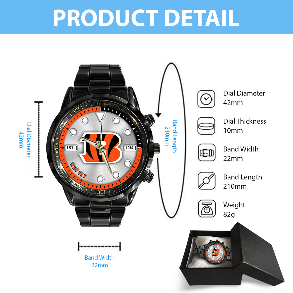 Cincinnati Bengals Black Stainless Steel Watch – HOATT12938