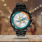 Miami Dolphins Black Stainless Steel Watch – HOATT13951