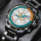 Miami Dolphins Black Stainless Steel Watch – HOATT13951