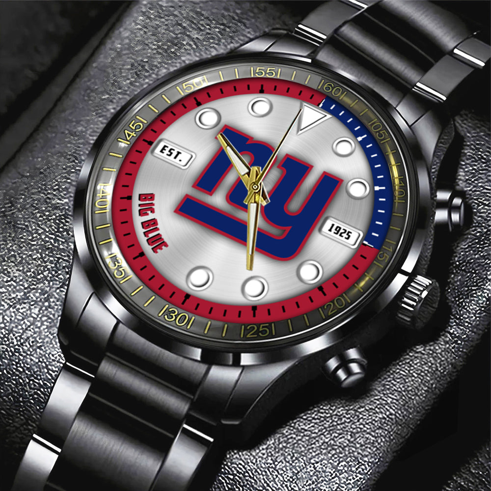 New York Giants Black Stainless Steel Watch – HOATT12955