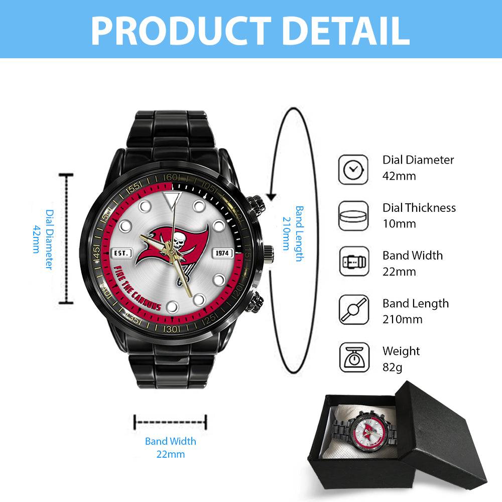 Tampa Bay Buccaneers Black Stainless Steel Watch – HOATT12961