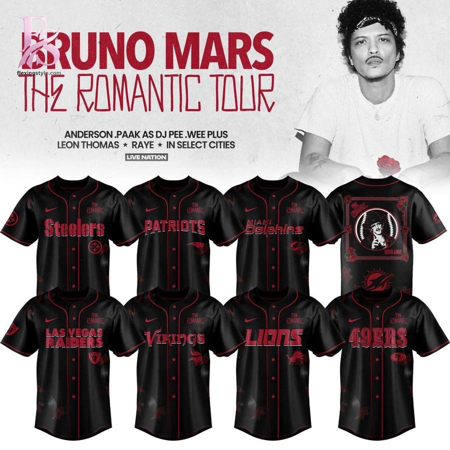 NFL x Bruno Mars The Romantic Tour 2026 Baseball Jersey