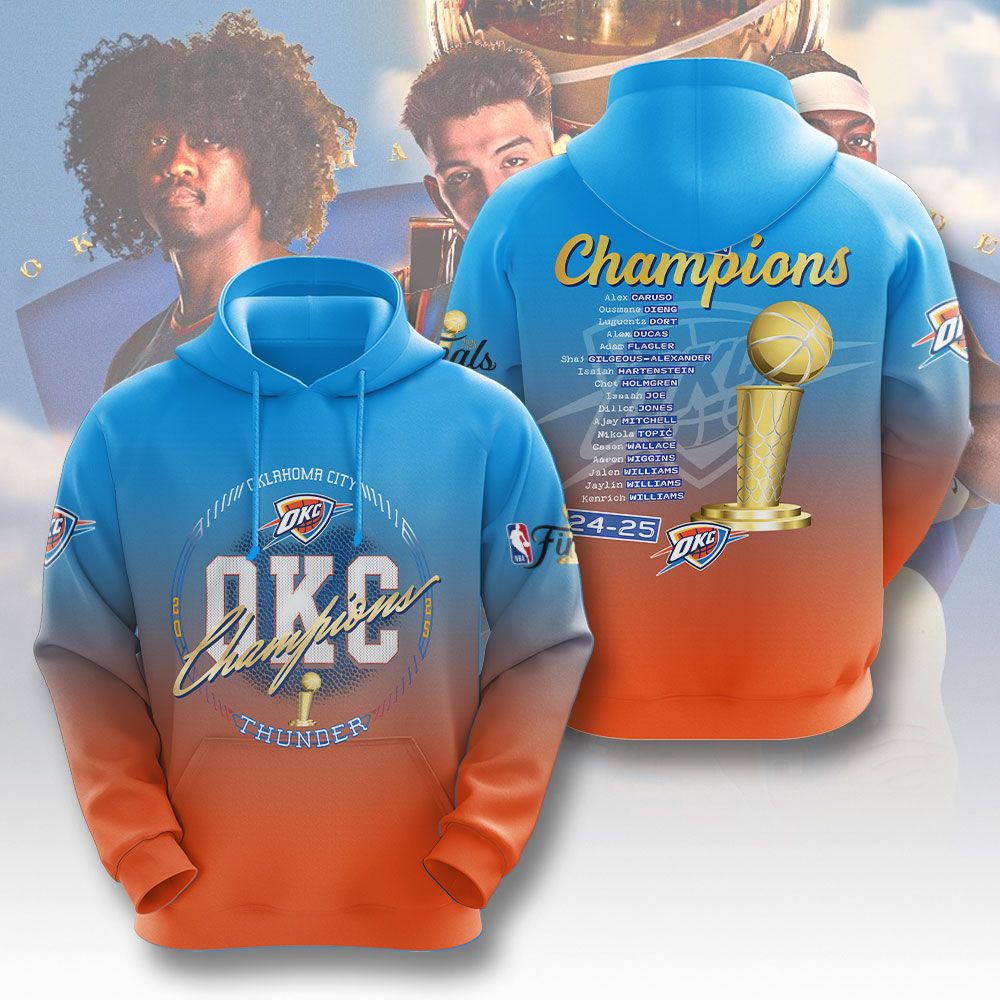Oklahoma City Thunder 2025 NBA Champions 3D Apparel – NGHIAVT 2872