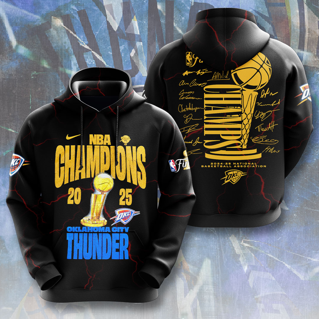 Oklahoma City Thunder 2025 NBA Champions 3D Apparel – NGHIAVT 2873