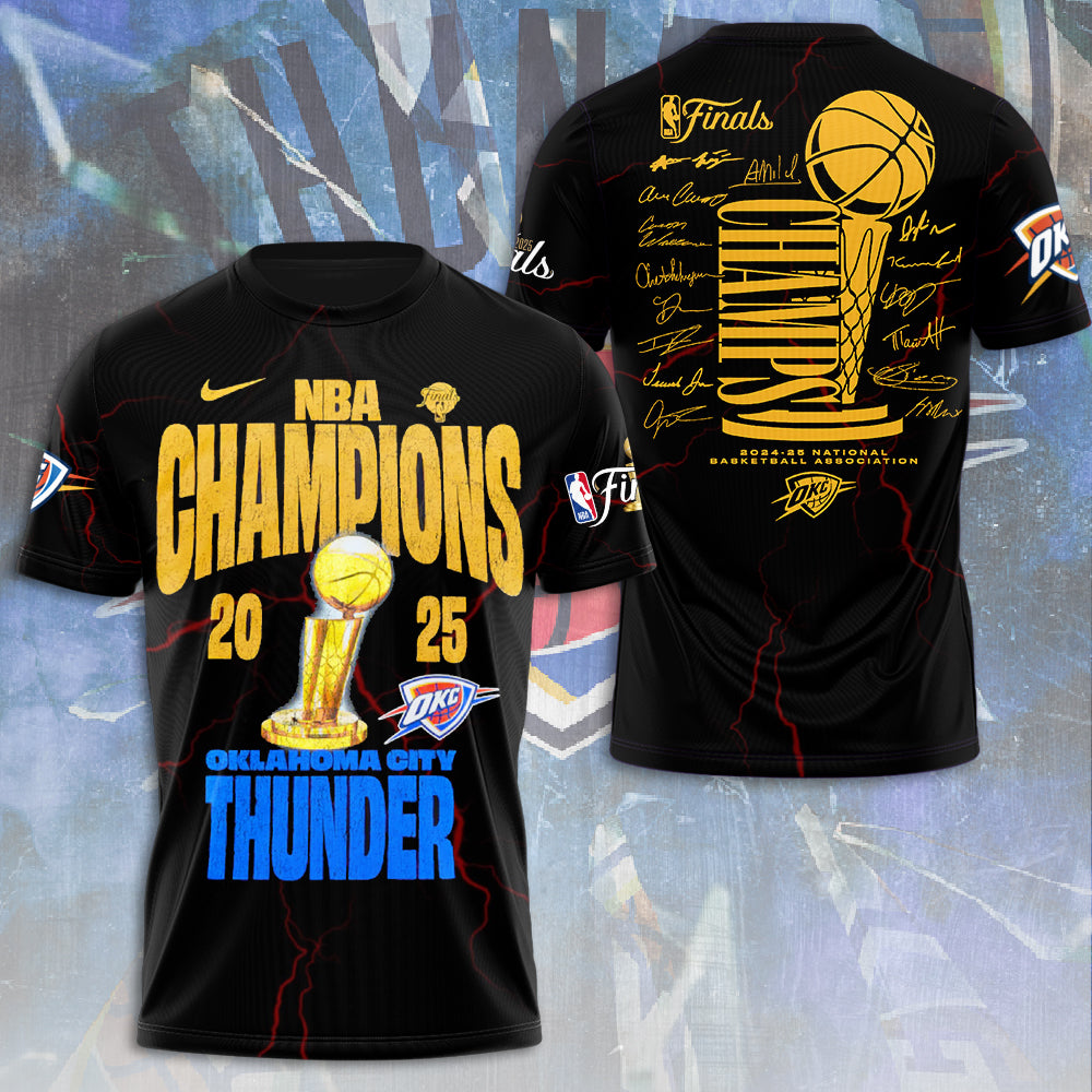 Oklahoma City Thunder 2025 NBA Champions 3D Apparel – NGHIAVT 2873