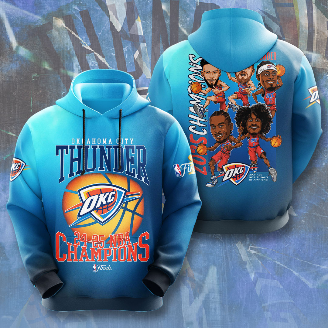 Oklahoma City Thunder 2025 NBA Champions 3D Apparel – NGHIAVT 2882