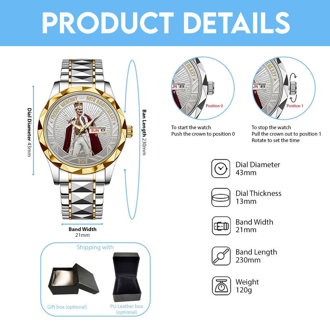 Freddie Mercury 80th Anniversary Alloy Luxury Quartz Watch – NGHIAVT6188
