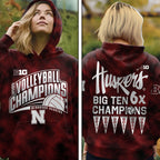 Nebraska Cornhuskers Women's Volleyball 2025 Big Ten Champions 3D Apparel – MAITM13881