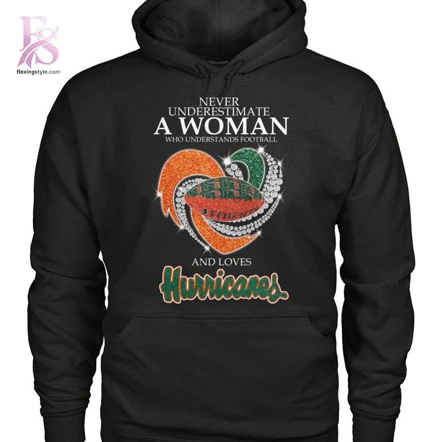 Never underestimate a woman who understands football and loves Miami Hurricanes Shirt