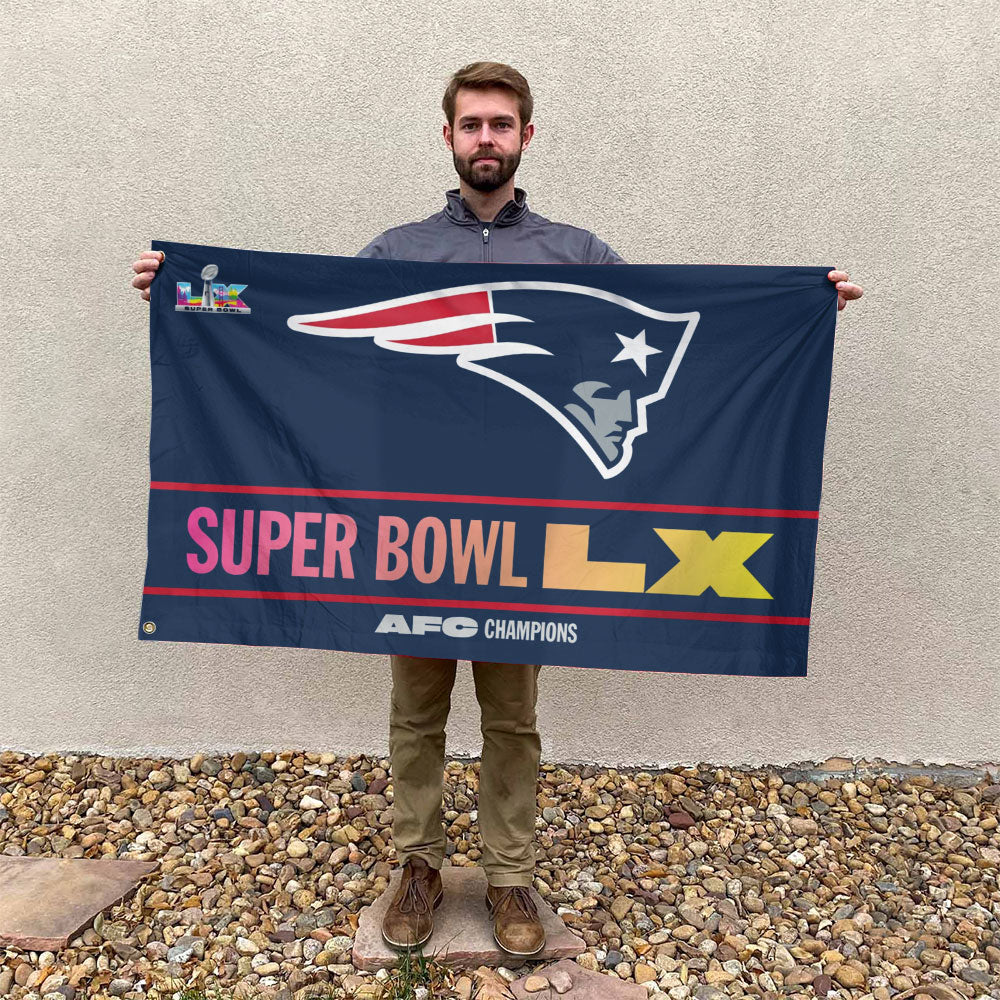 New England Patriots 2025 AFC Champions 3D Double-side House Flag – MAITM14599