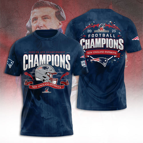 New England Patriots 2025 AFC Champions 3D Apparel – TANTN20622