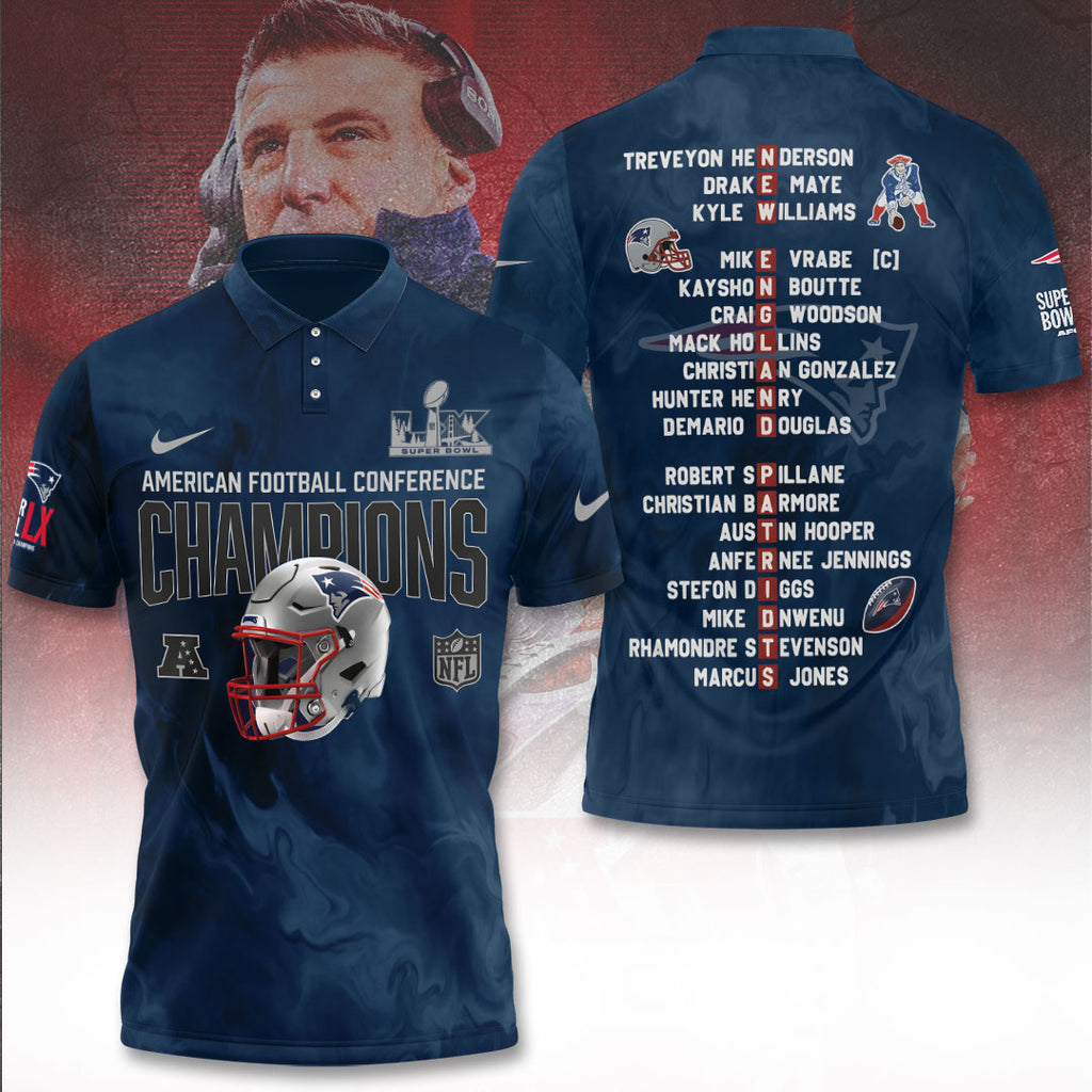 New England Patriots 2025 AFC Champions 3D Apparel – TANTN20624