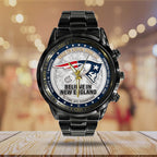 New England Patriots 2025 AFC Champions Black Stainless Steel Watch – TANTN20685