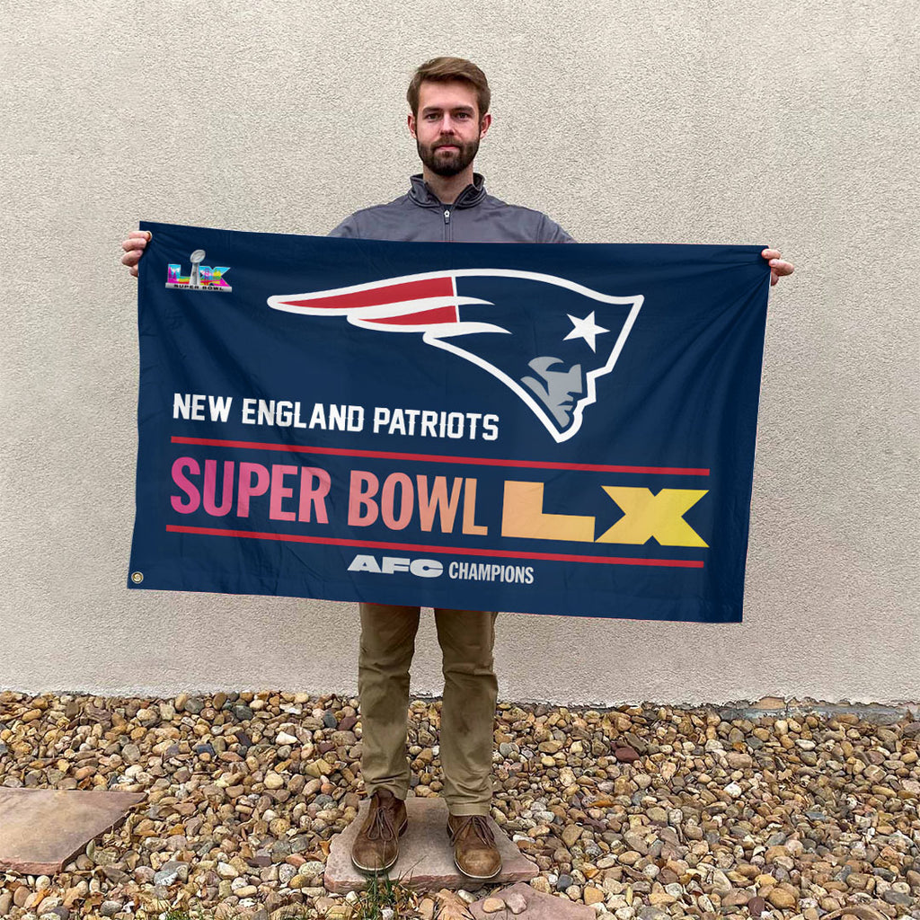 New England Patriots 2025 AFC Champions 3D Double-side House Flag – TANTN20609