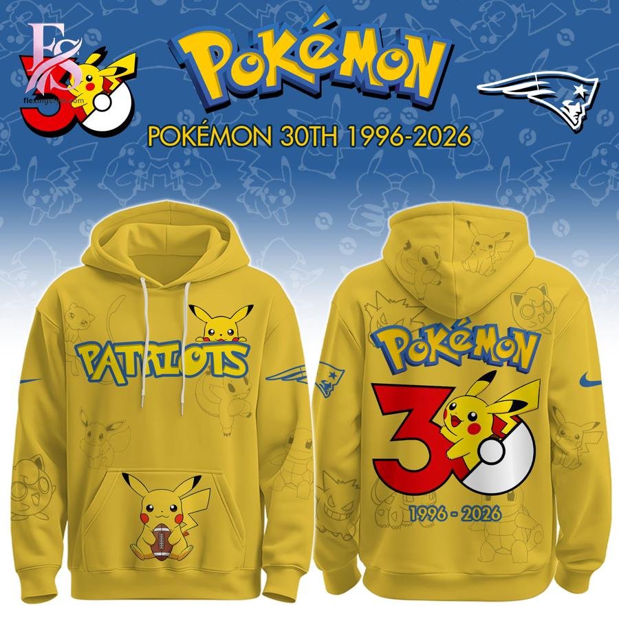 New England Patriots Pokemon 30th Anniversary Hoodie