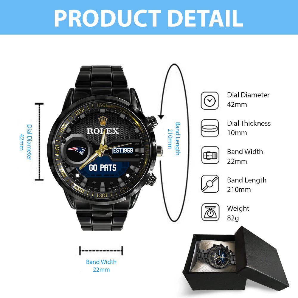 New England Patriots x Rolex Black Stainless Steel Watch – MAITM13216