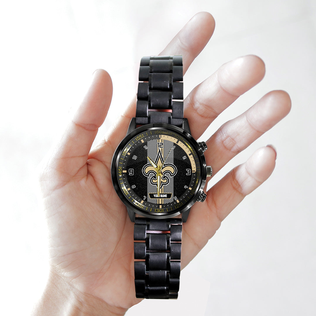 Personalized New Orleans Saints Black Stainless Steel Watch – TANTN16021