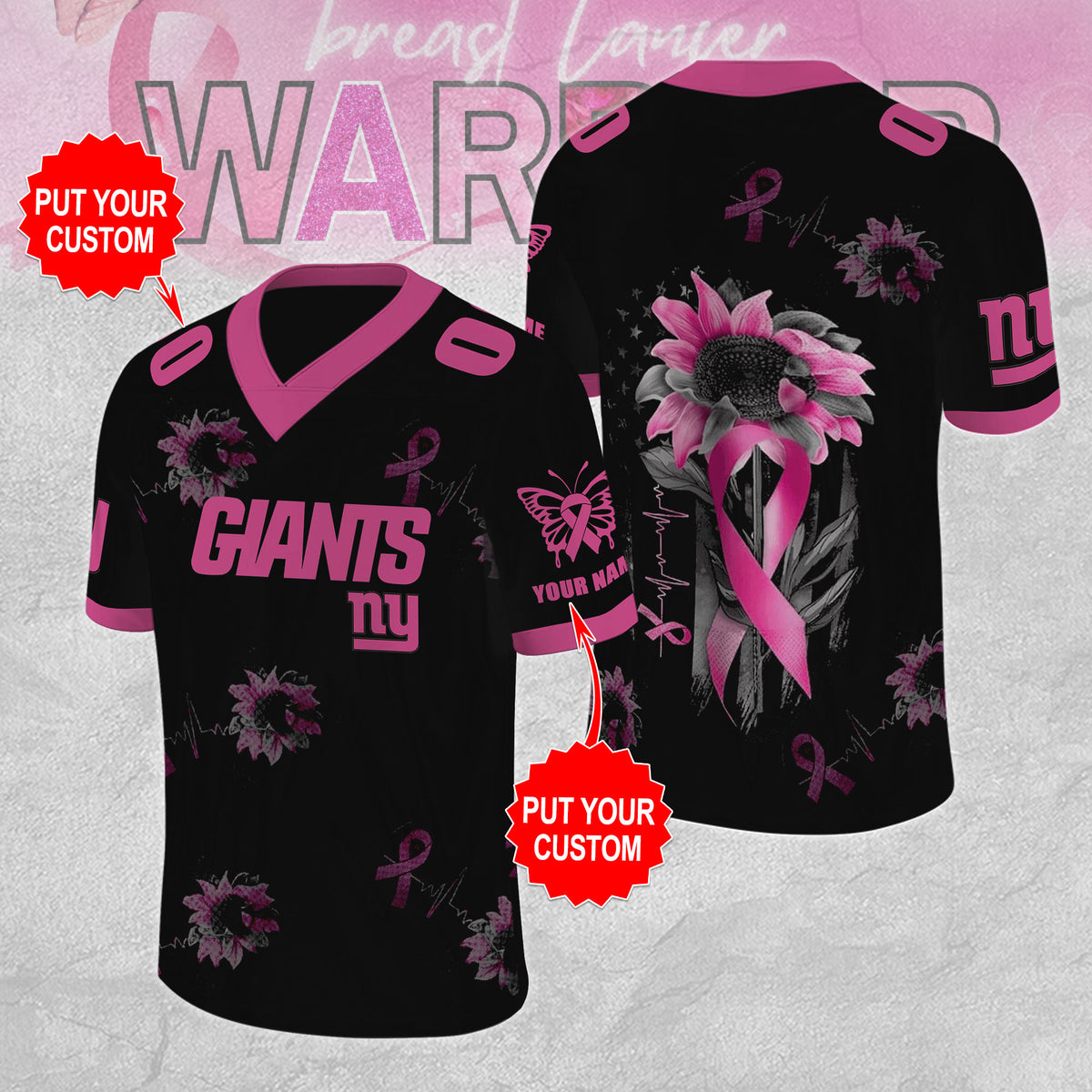 Personalized New York Giants x Breast Cancer Awareness 3D Football Jersey – MAITM12858