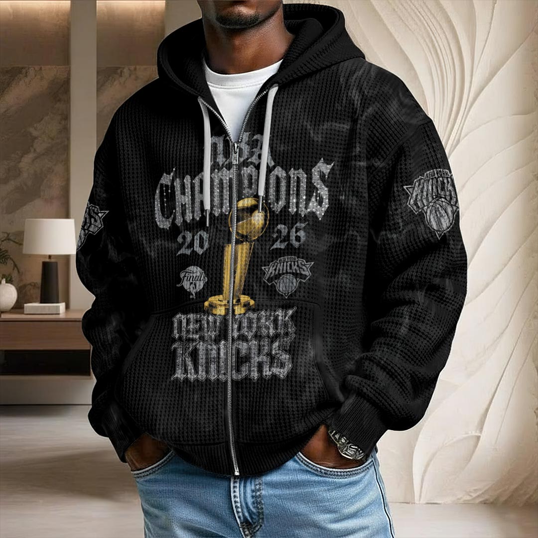 New York Knicks 2026 NBA Finals Champions 3D Unisex Waffle Hoodie – HOATT19243