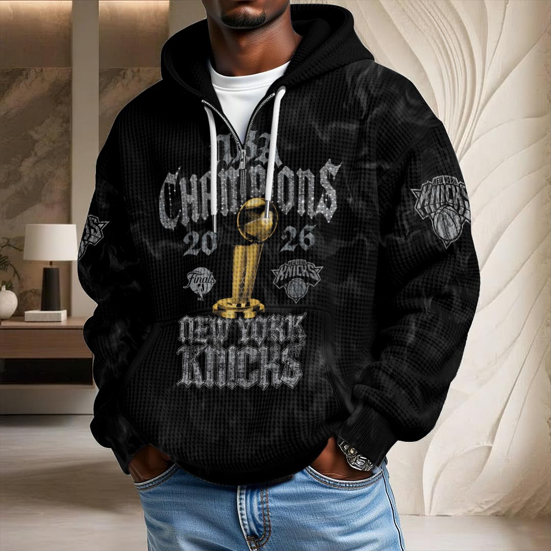 New York Knicks 2026 NBA Finals Champions 3D Unisex Waffle Hoodie – HOATT19243