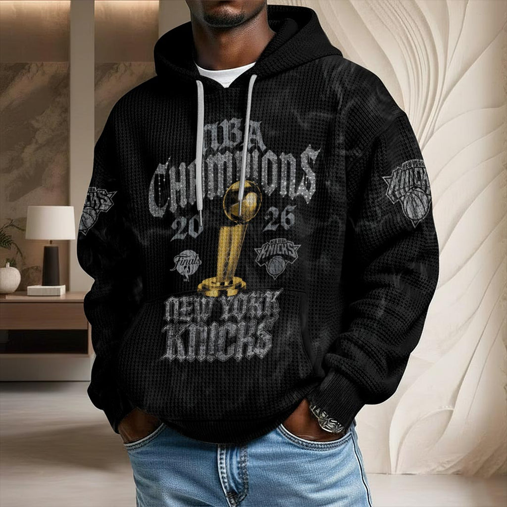 New York Knicks 2026 NBA Finals Champions 3D Unisex Waffle Hoodie – HOATT19264