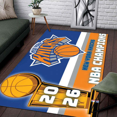New York Knicks 2026 NBA Finals Champions Rectangular Rug – TMTHU6949