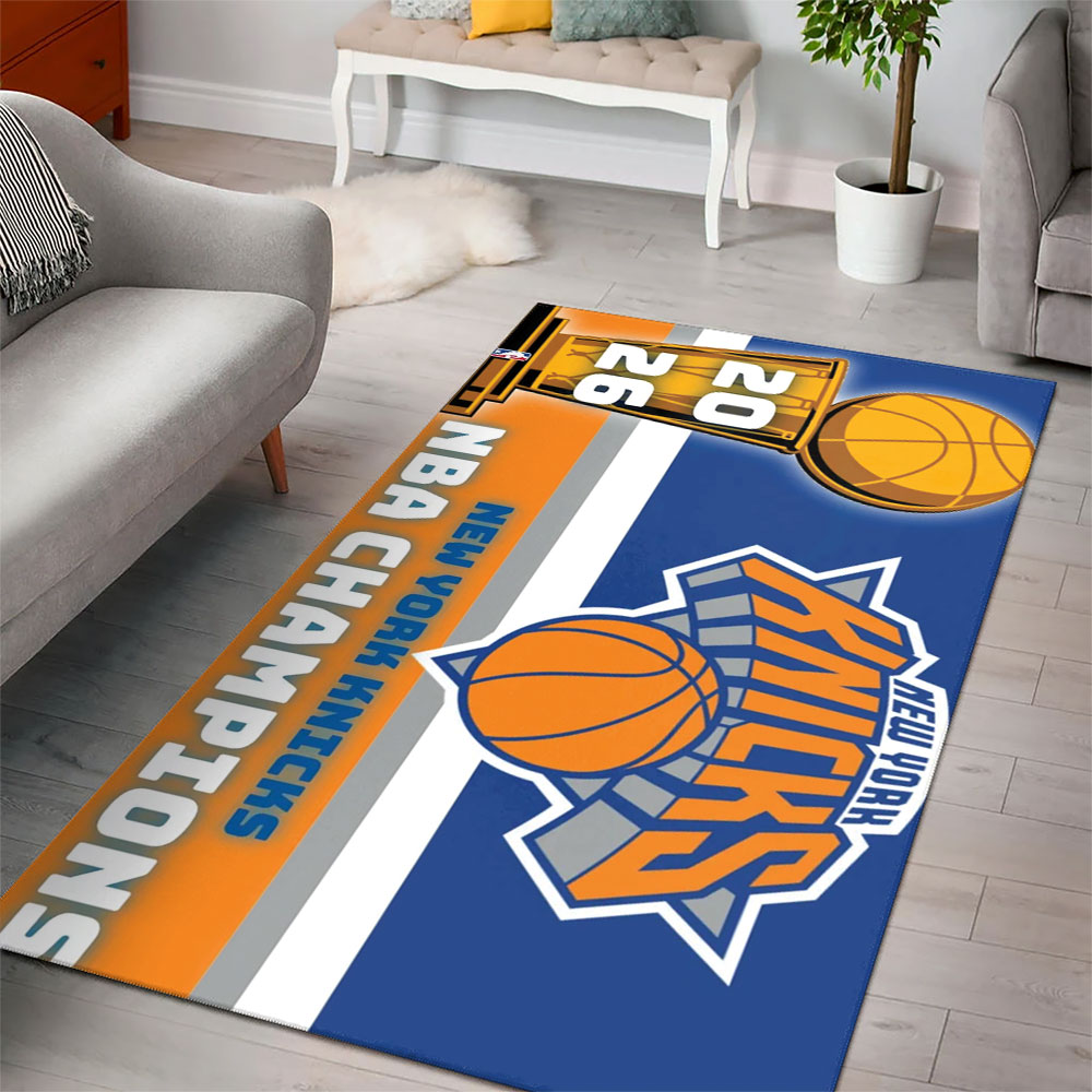 New York Knicks 2026 NBA Finals Champions Rectangular Rug – TMTHU6949