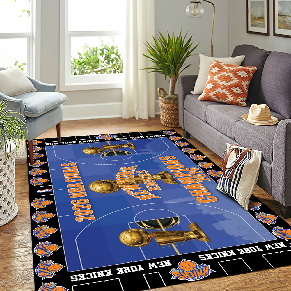 New York Knicks 2026 NBA Finals Champions Rectangular Rug – TMTHU7507