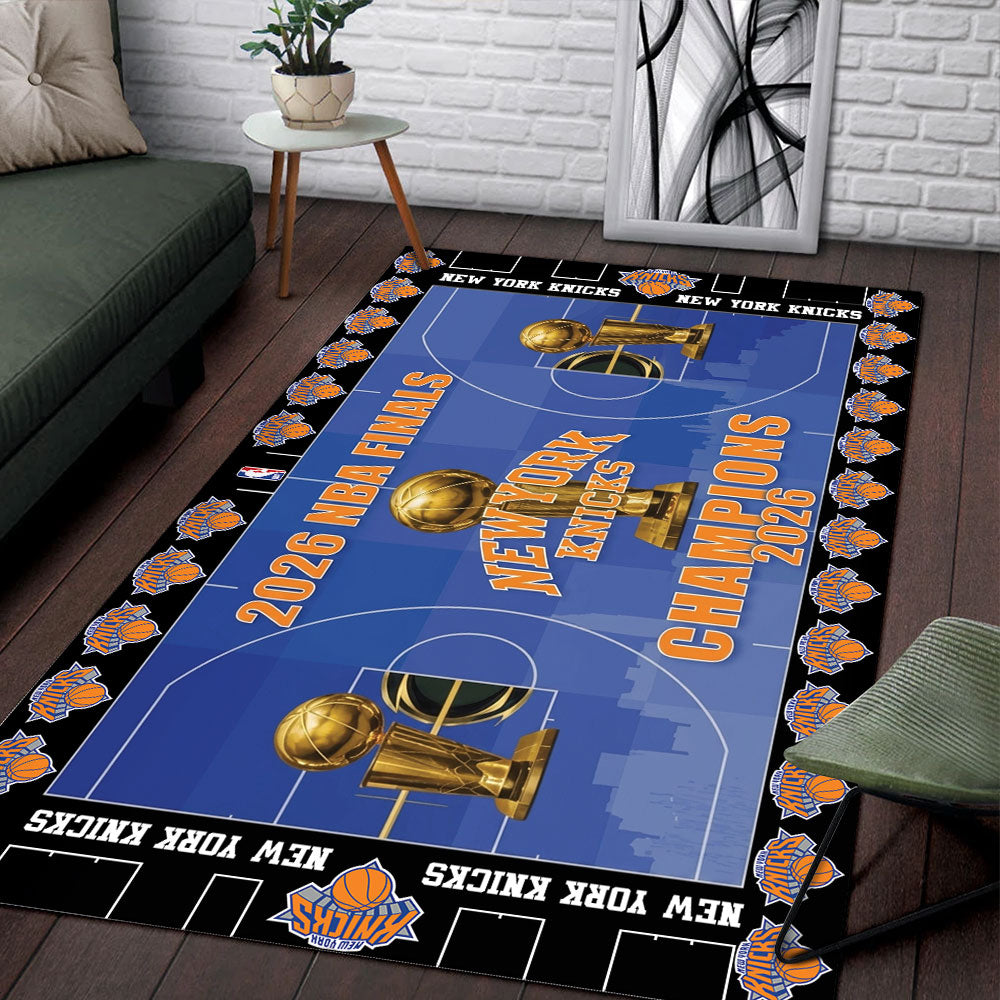New York Knicks 2026 NBA Finals Champions Rectangular Rug – TMTHU7507