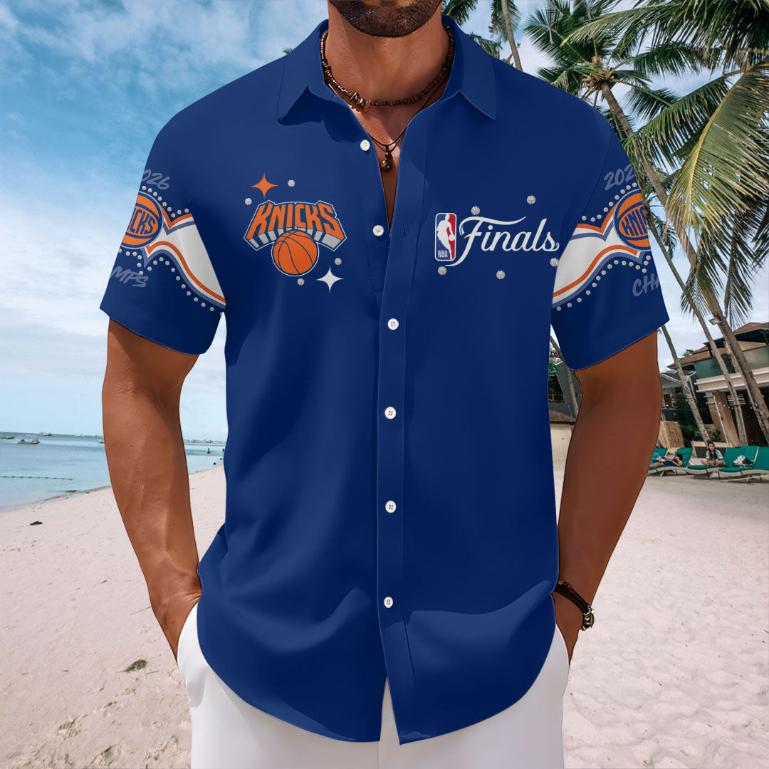New York Knicks 2026 NBA Finals Champions Short Sleeve Button-Down Shirt – HOATT19033