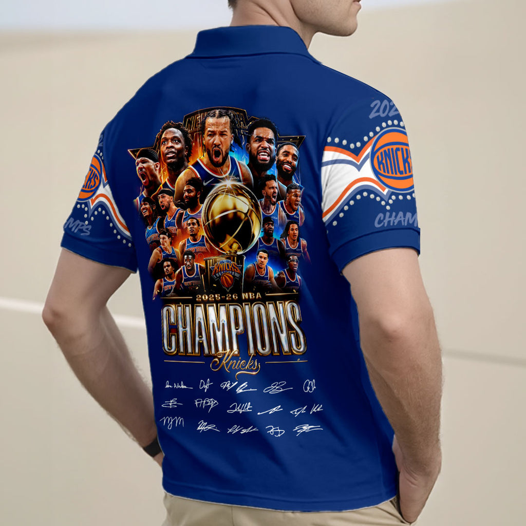 New York Knicks 2026 NBA Finals Champions Zip Polo Shirt – HOATT19034