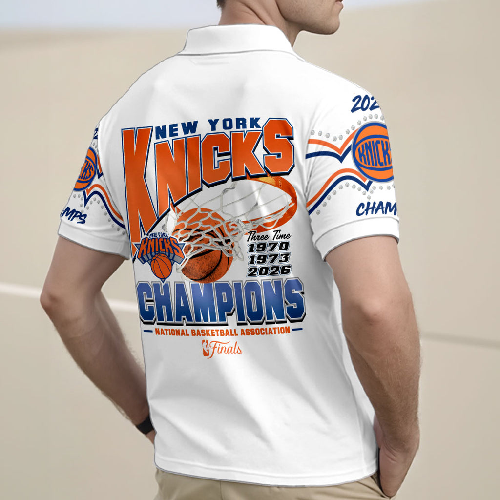 New York Knicks 2026 NBA Finals Champions Zip Polo Shirt – HOATT19246