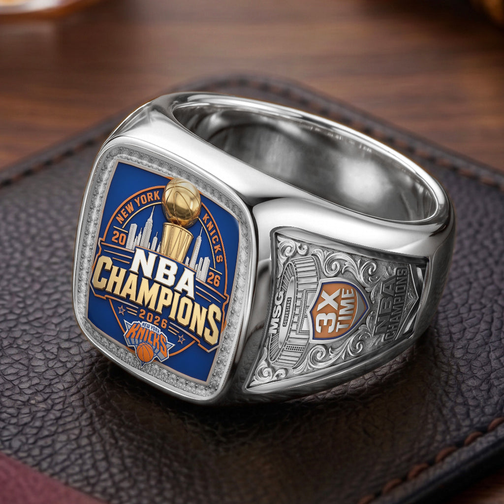 New York Knicks NBA Champions 2026 3D Engraved Ring – TMTHU7079