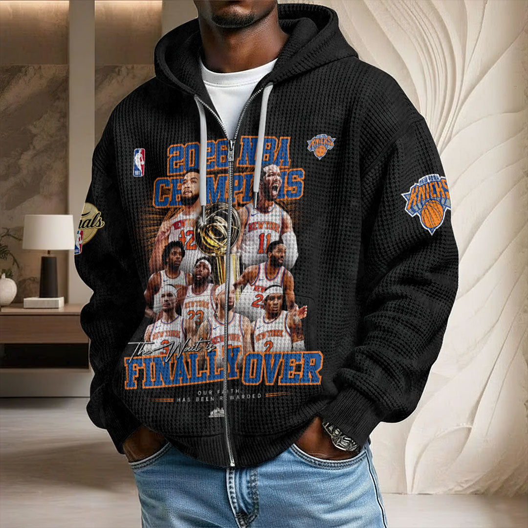 New York Knicks NBA Champions 2026 3D Unisex Waffle Hoodie – TMTHU8558