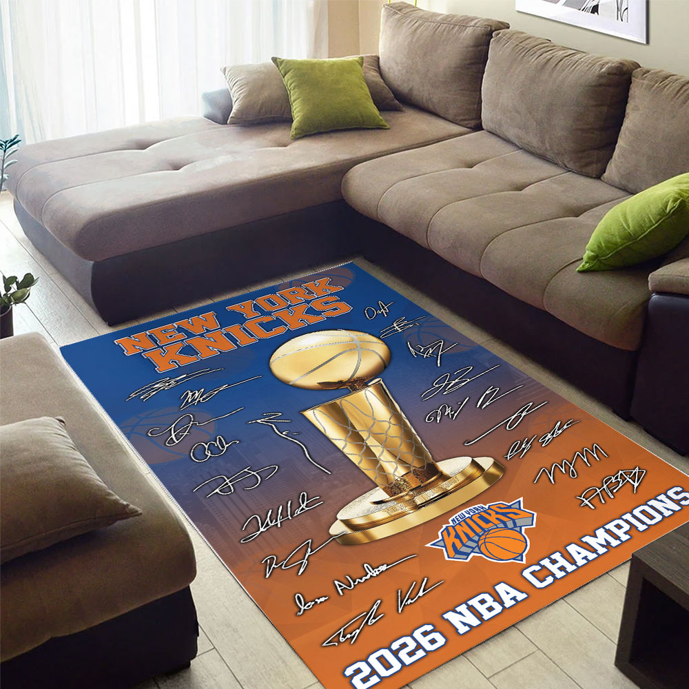 New York Knicks NBA Champions 2026 Rectangular Rug – TMTHU8109