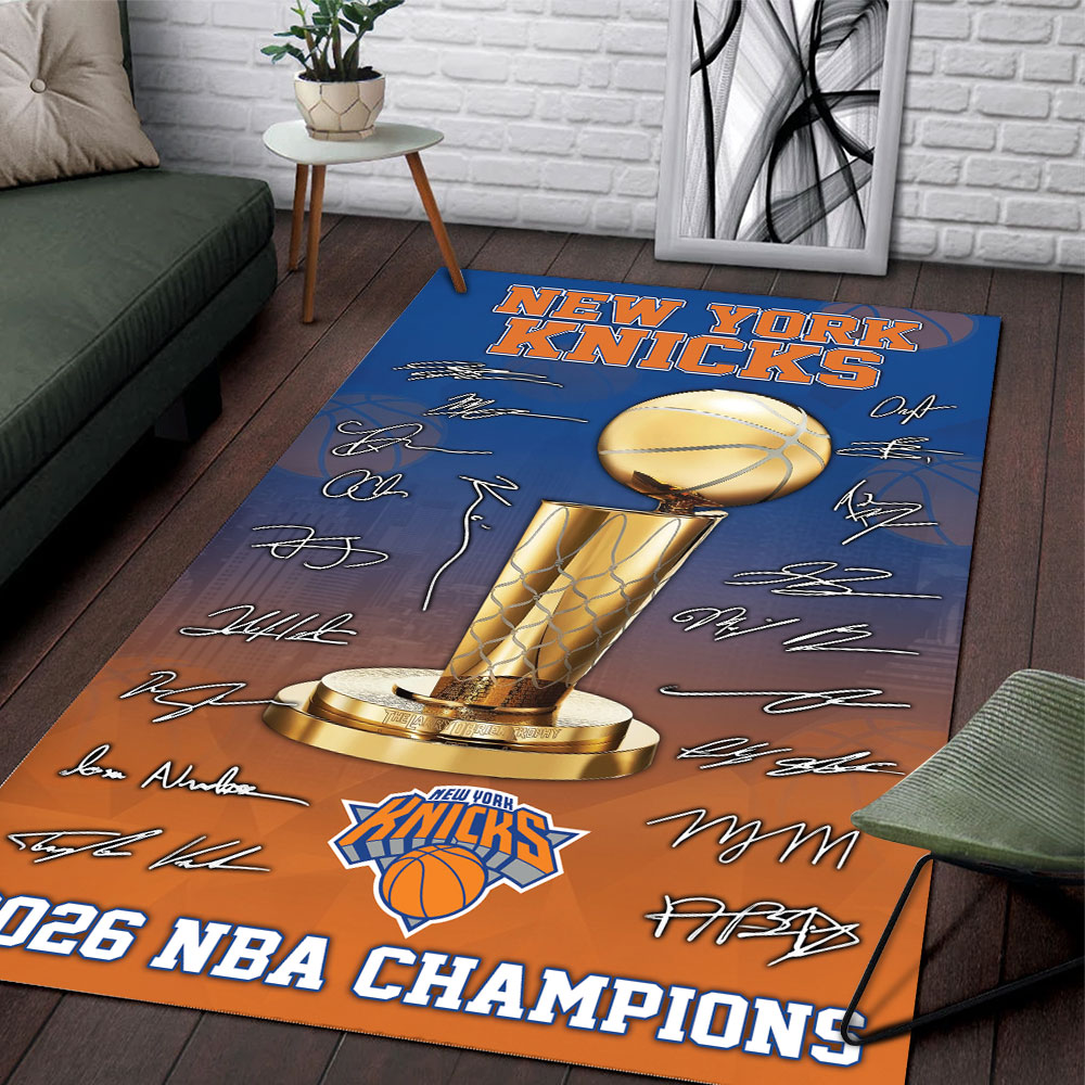 New York Knicks NBA Champions 2026 Rectangular Rug – TMTHU8109