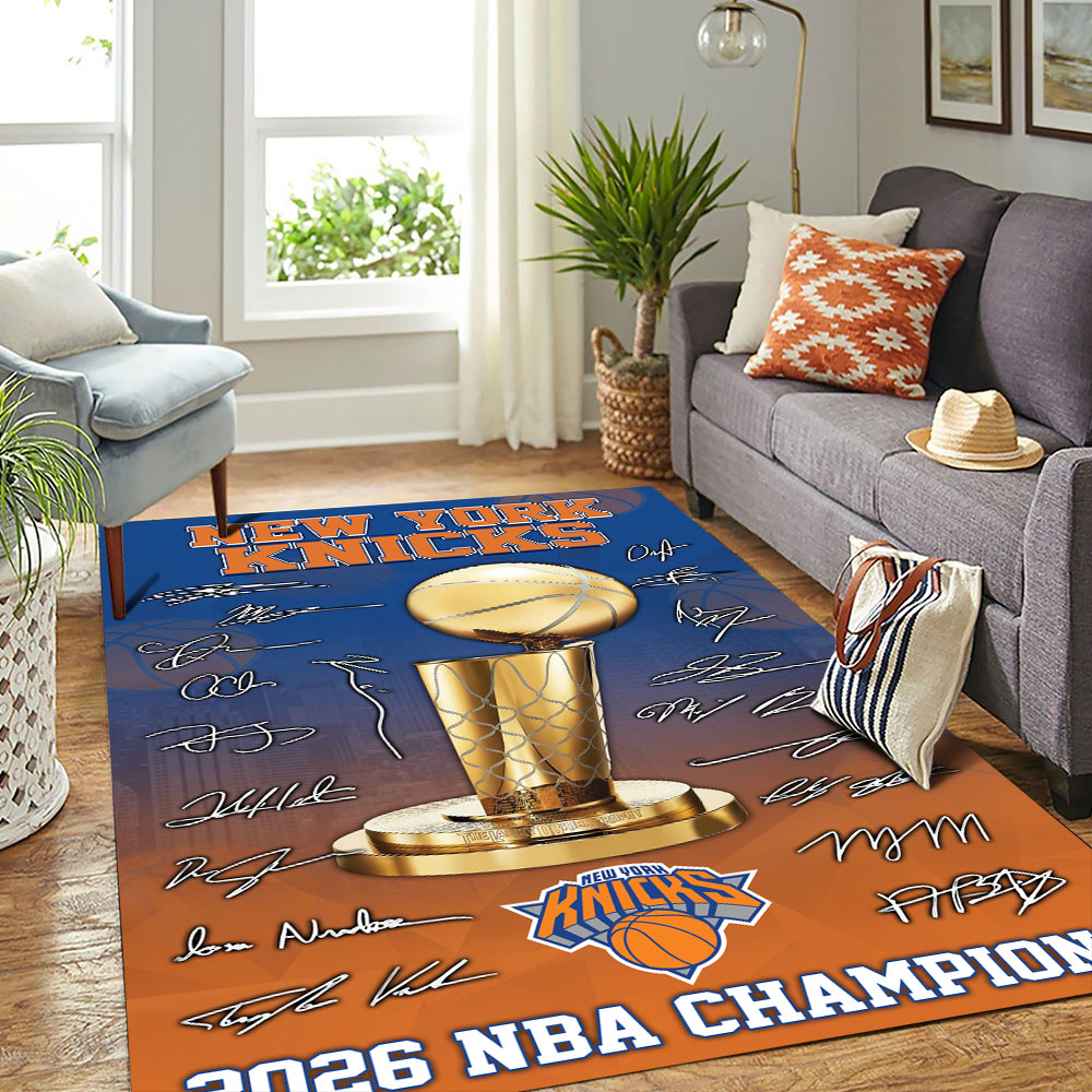 New York Knicks NBA Champions 2026 Rectangular Rug – TMTHU8109