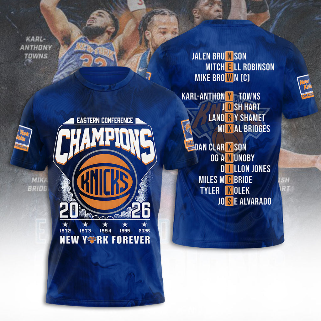 New York Knicks NBA Eastern Conference Champions 2026 3D Apparel – TANTN23186