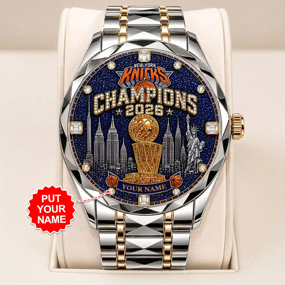 Personalized New York Knicks NBA Finals Champions 2026 Alloy Luxury Quartz Watch – TANTN23967