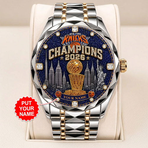 Personalized New York Knicks NBA Finals Champions 2026 Alloy Luxury Quartz Watch – TANTN23967