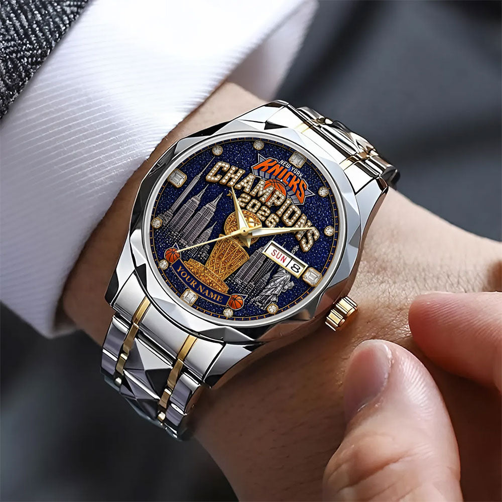 Personalized New York Knicks NBA Finals Champions 2026 Alloy Luxury Quartz Watch – TANTN23967